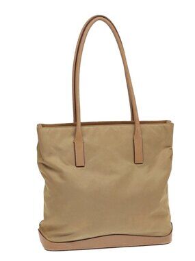 PRADA Tote Bag Nylon Beige Auth bs16845